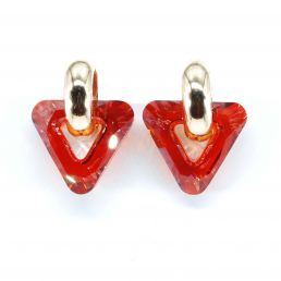 ELEGANTNÉ napichovacie náušnice - Triangle Red Magma