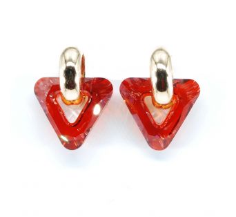 ELEGANTNÉ napichovacie náušnice - Triangle Red Magma